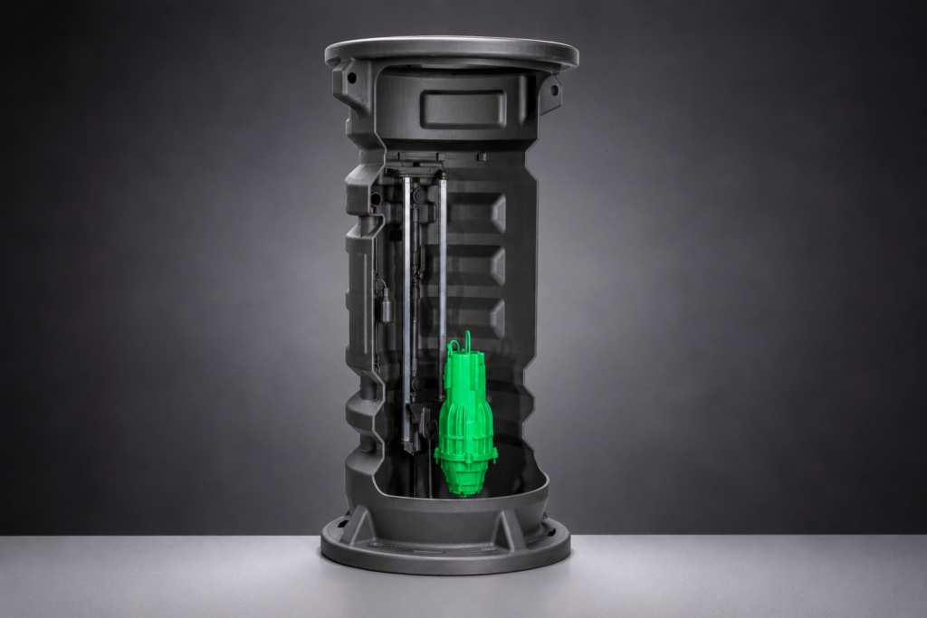 Detailed industrial pump model prepared for large-format 3D printing