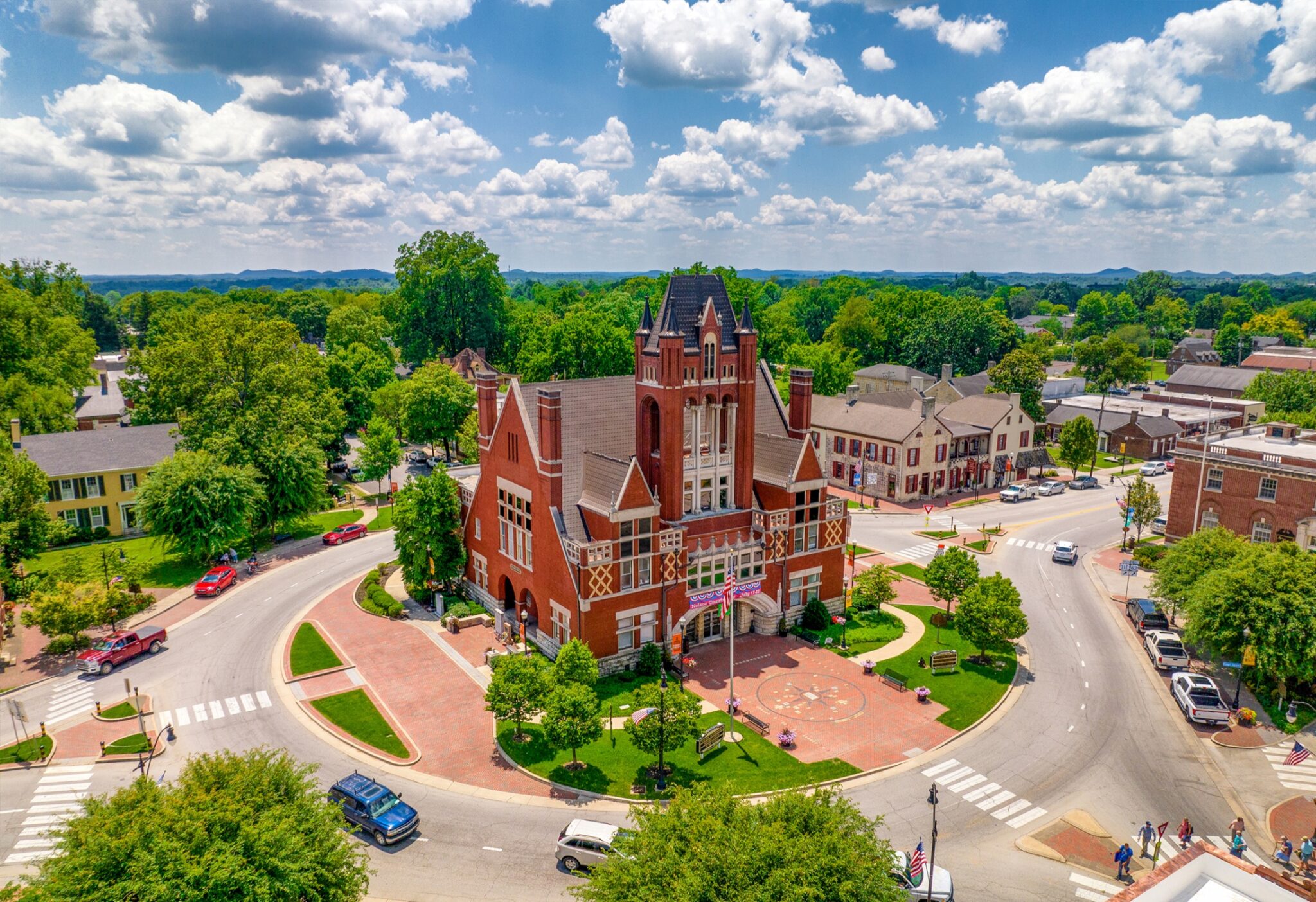 Aerial photograph of historic Bardstown Kentucky