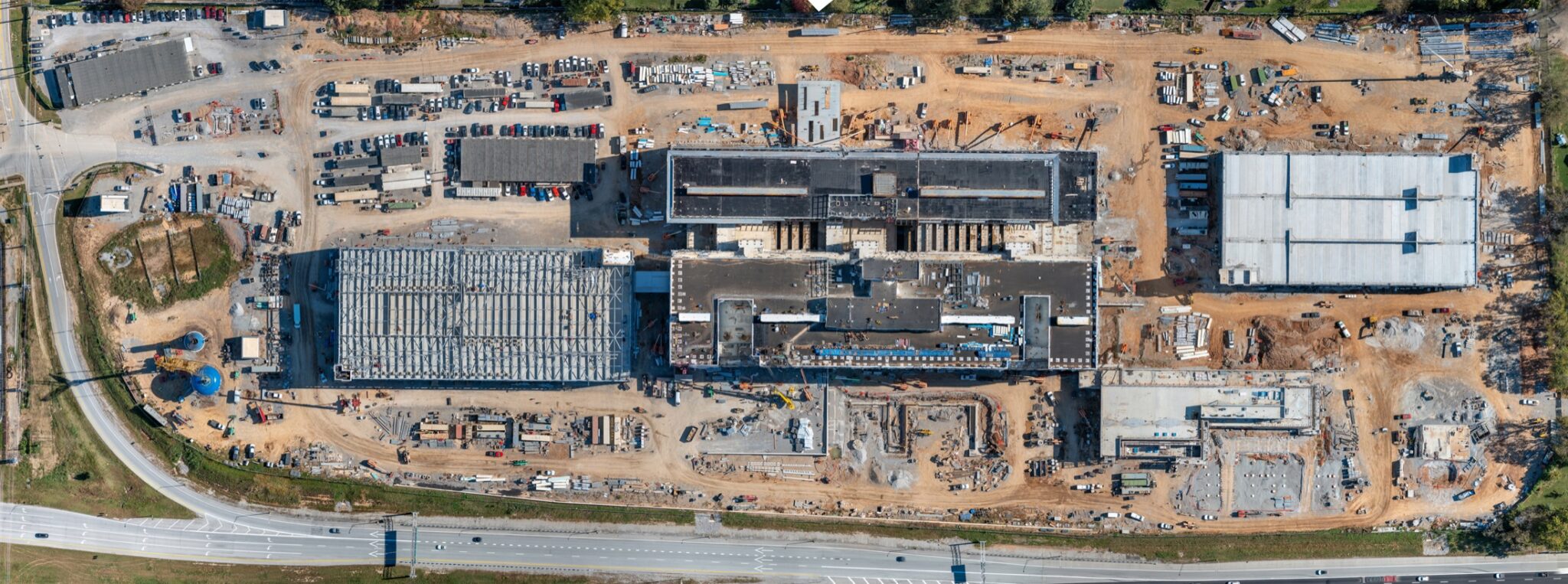 Wide aerial mapping photograph of the Louisville VA Medical Center construction site