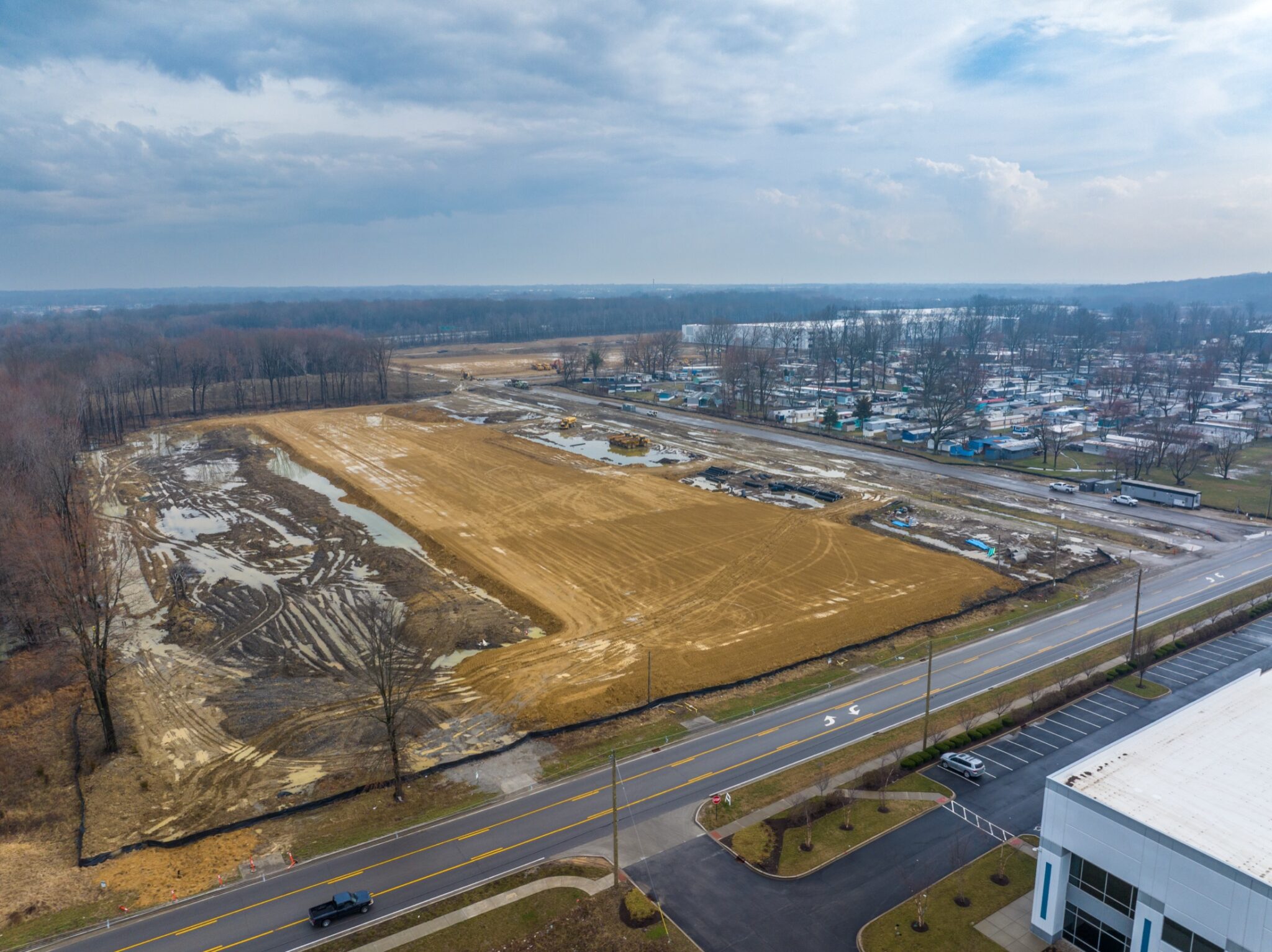 Aerial construction progress photograph of the Centerport Building 3 project
