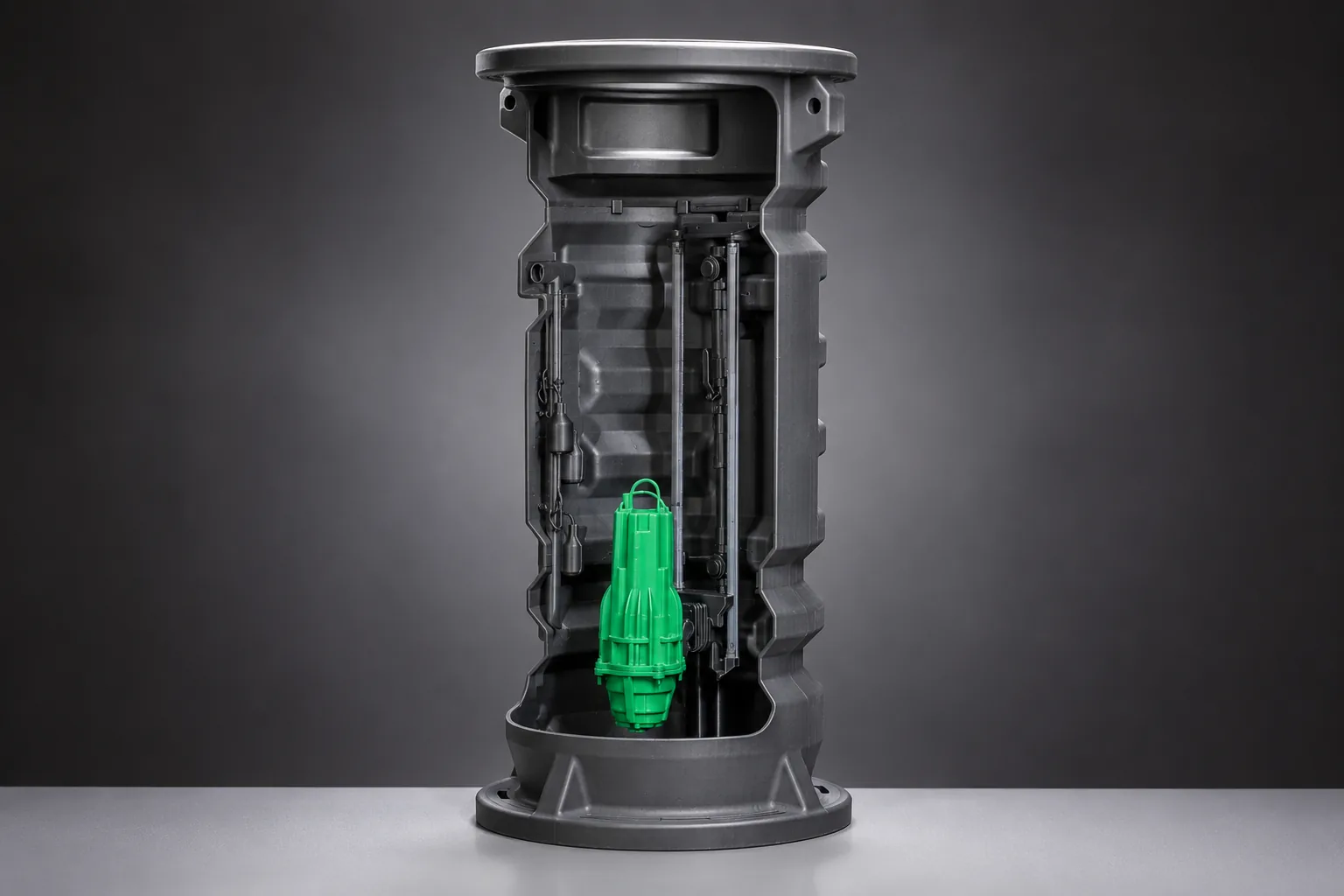 Custom 3D printed cutaway pump display model by Cru Bear