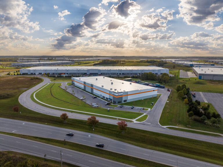 Aerial overview of a commercial build-to-suit facility in Jeffersonville, Indiana