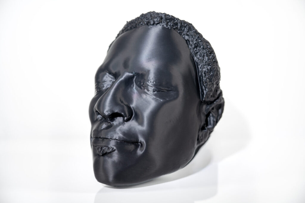 Life-size head and 14-inch sculpture prototype, project view 2