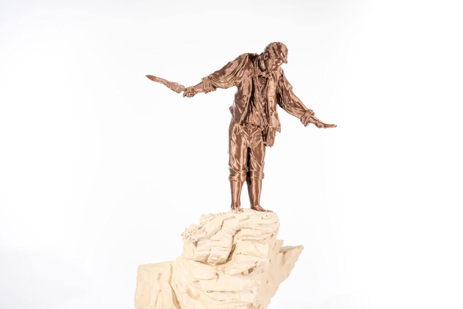 Limited-edition cliffside figure sculpture, project view 1