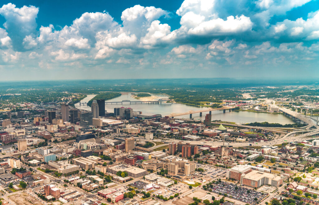 Aerial photograph of the Louisville skyline