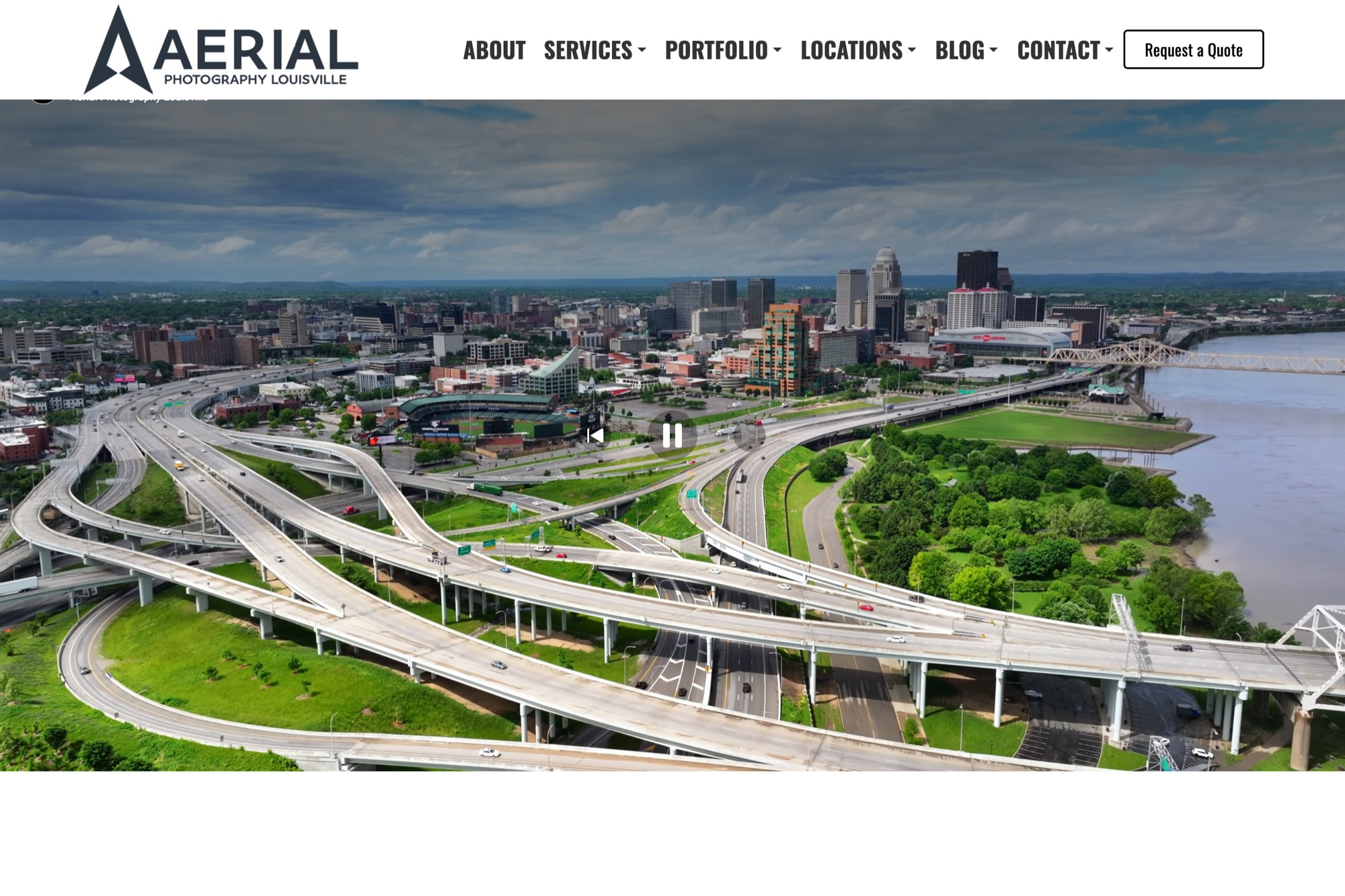 Aerial Photography Louisville homepage built by Shaun Wilson Designs