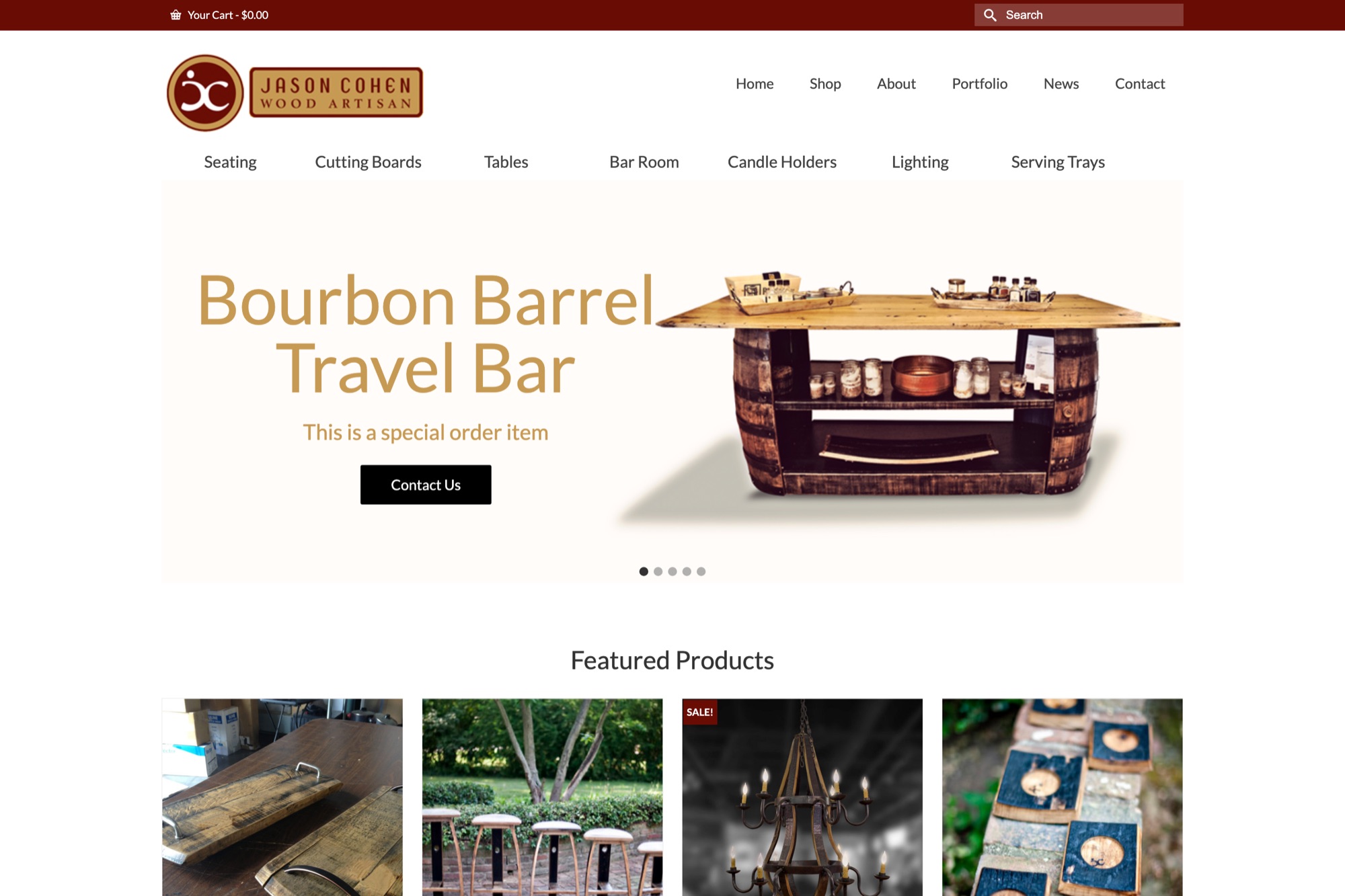 Bourbon Barrel Artisan homepage designed by Shaun Wilson Designs