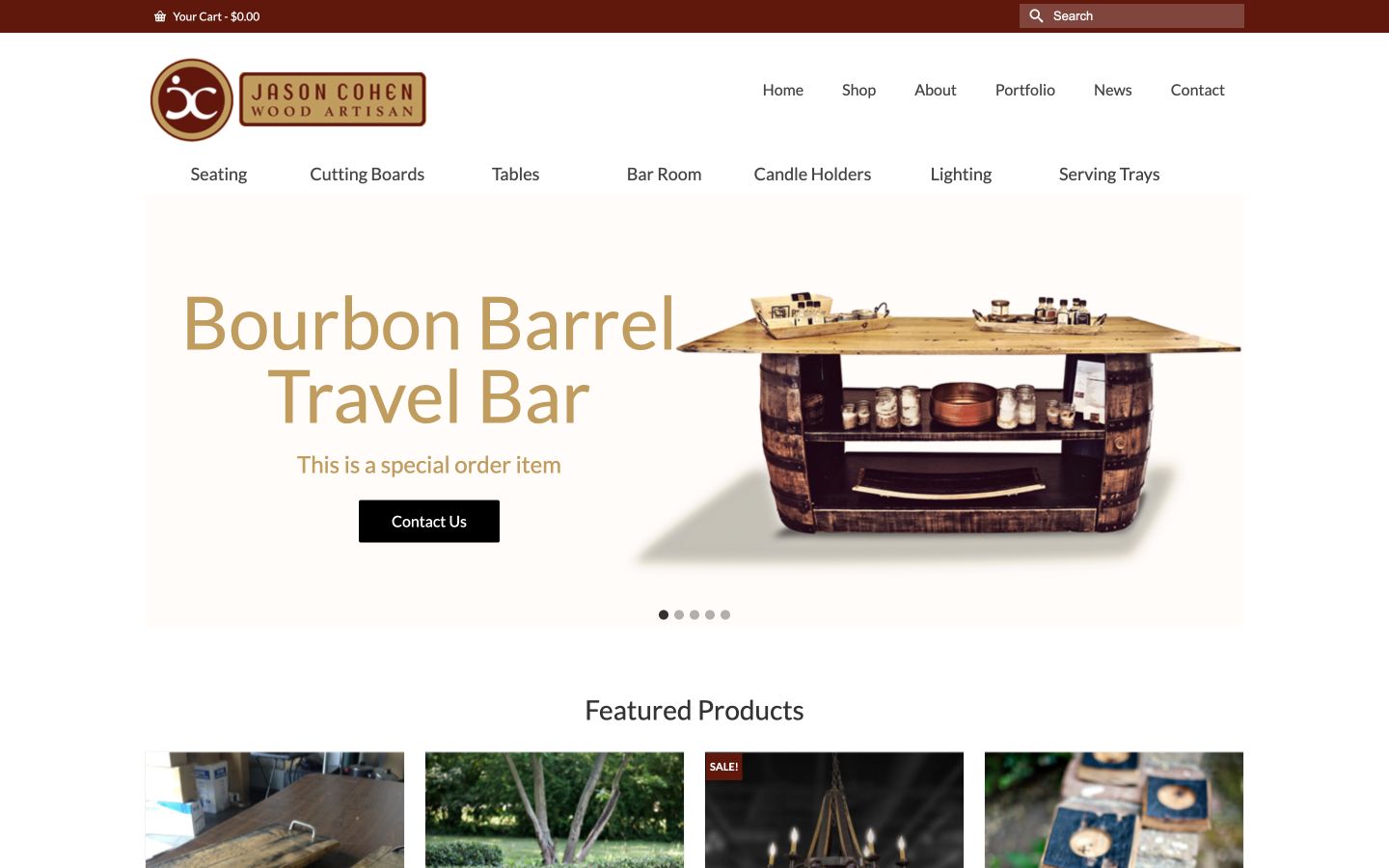 Exact capture of the Bourbon Barrel Artisan homepage at 1440 pixels.