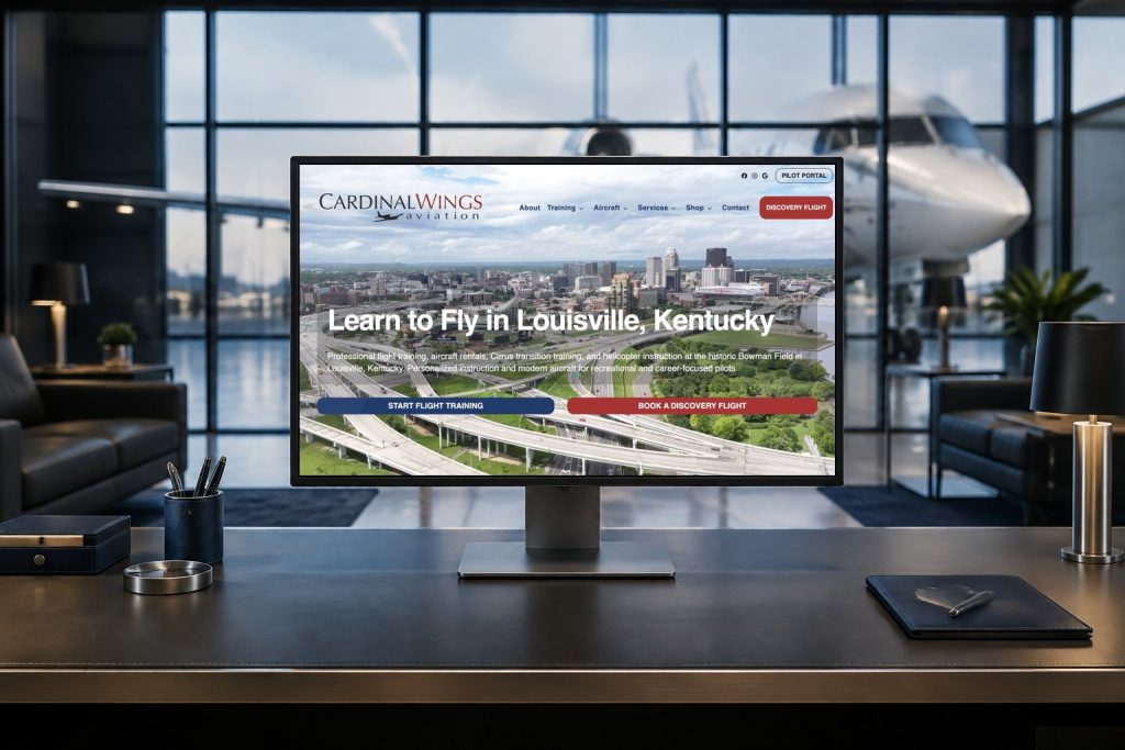 Custom WordPress site for Cardinal Wings on a studio desk