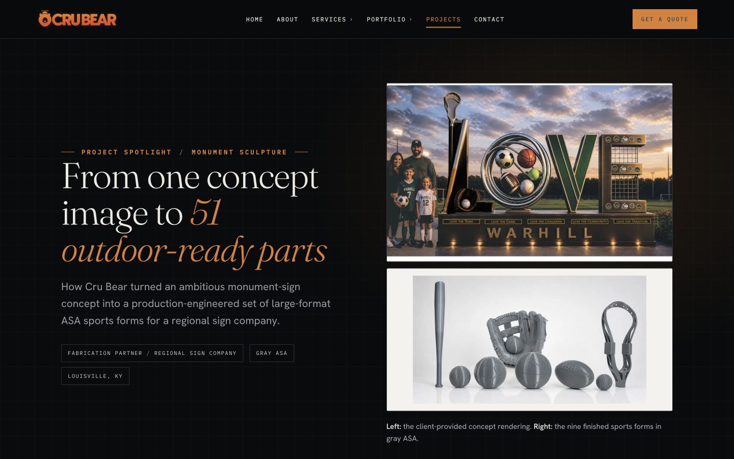 Exact capture of a Cru Bear detail page at 1440 pixels.