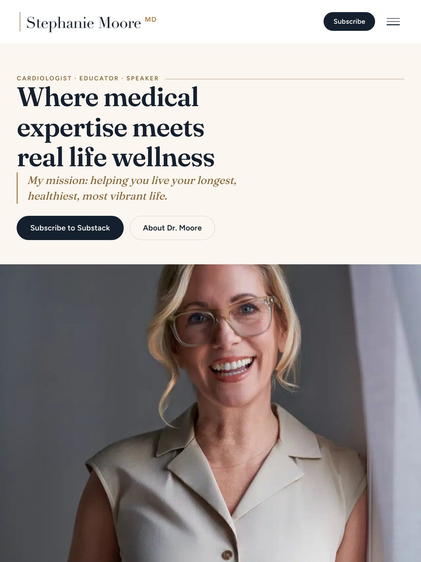 Dr. Stephanie Moore's rebuilt website on a tablet after the malware cleanup and Google review, built by Shaun Wilson Designs.