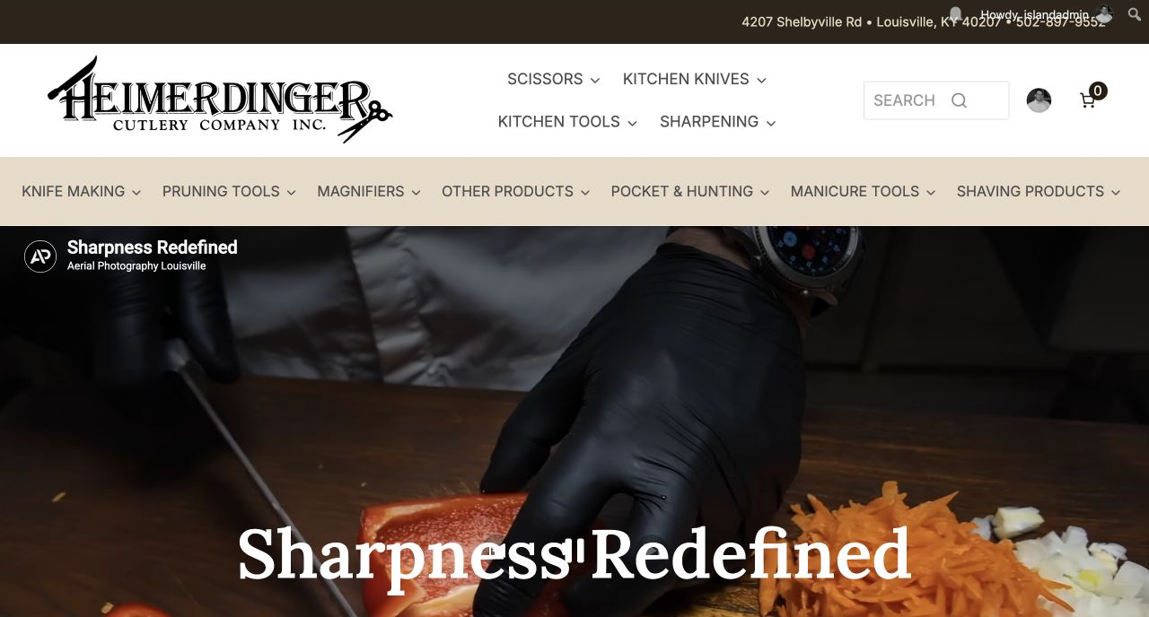 Exact capture of the Heimerdinger Cutlery homepage at 1440 pixels.