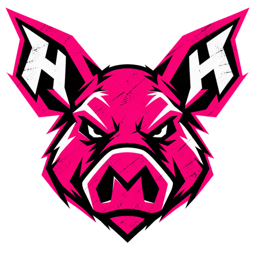 HogMatch crest: a boar's head with an H in each ear and an M in the snout, inside a shield.