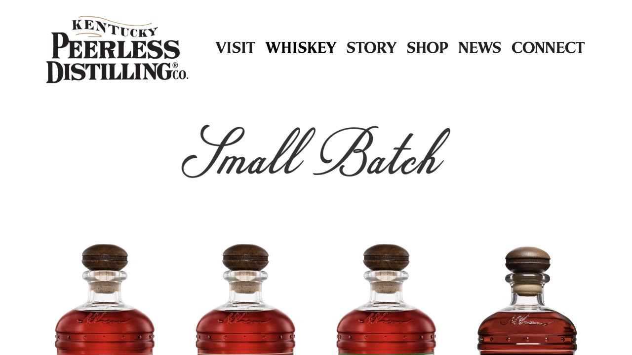 Exact capture of a Kentucky Peerless whiskey page at 1440 pixels.