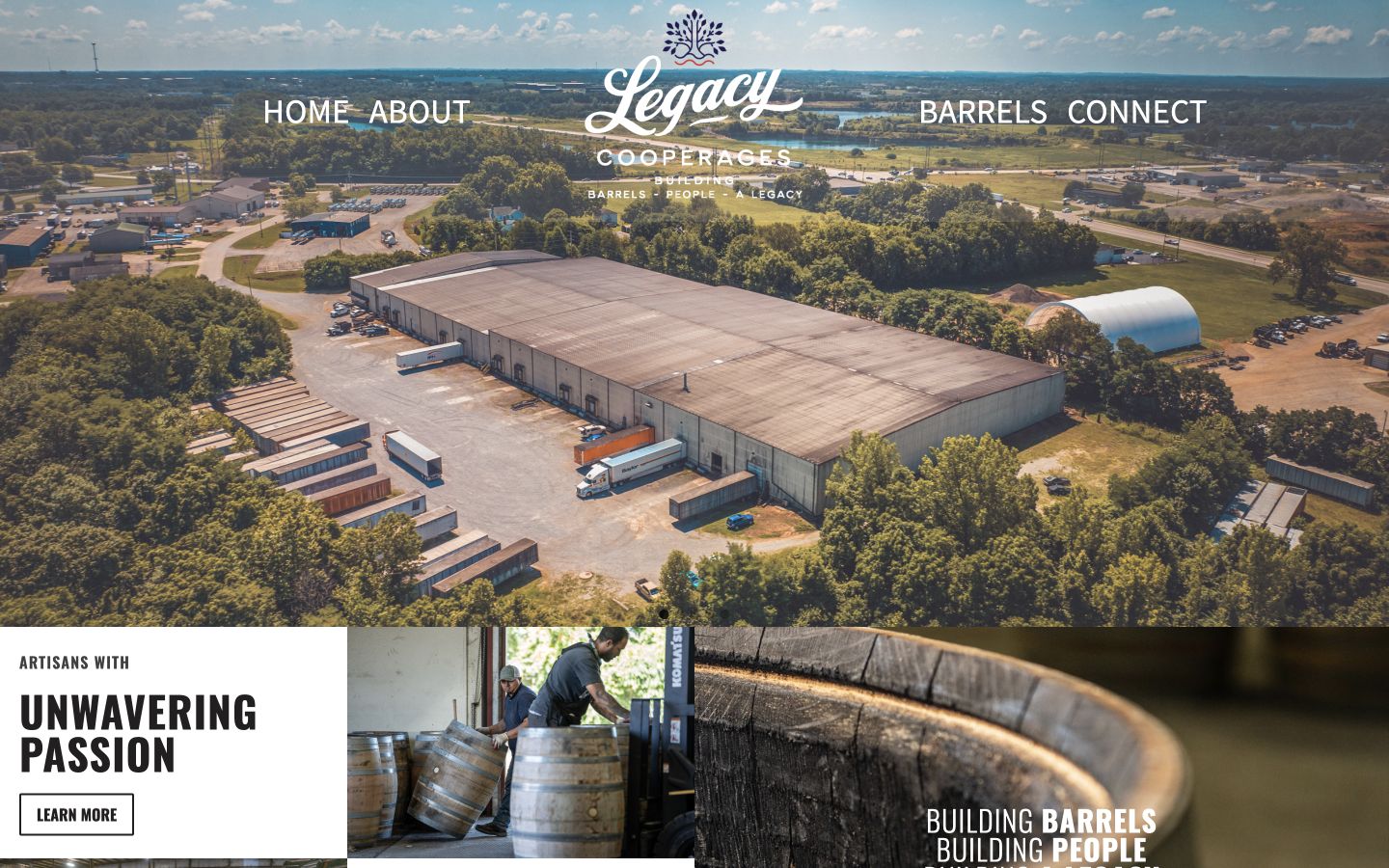 Exact capture of the Legacy Cooperages homepage at 1440 pixels.
