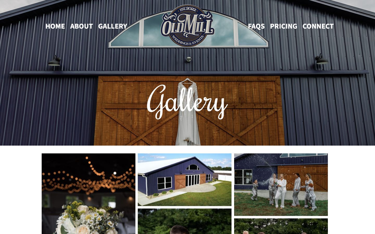 Exact capture of the Old Mill Venue gallery page at 1440 pixels.