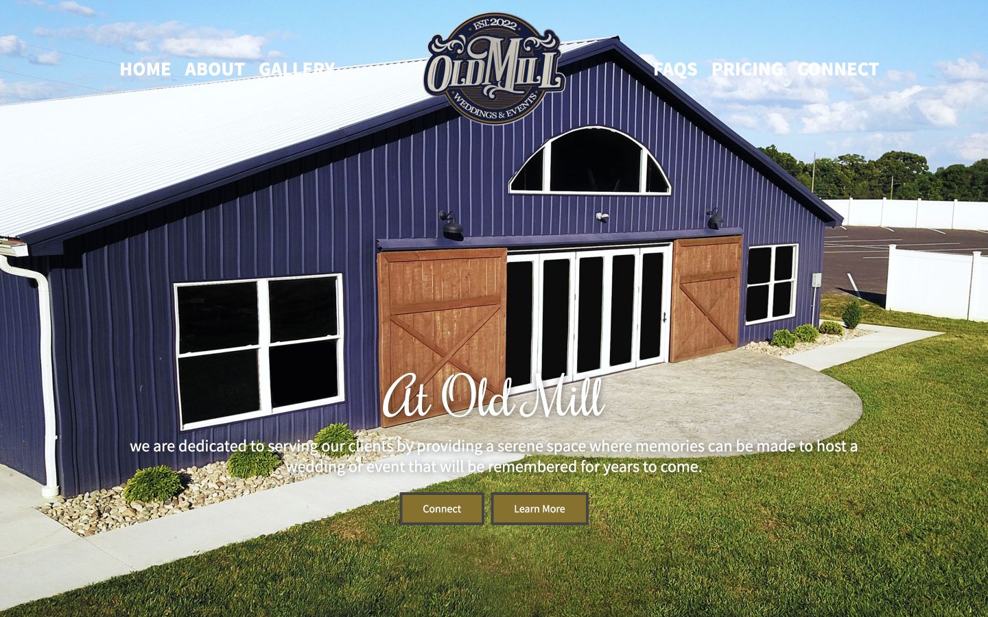 Exact capture of the Old Mill Venue homepage at 1440 pixels.