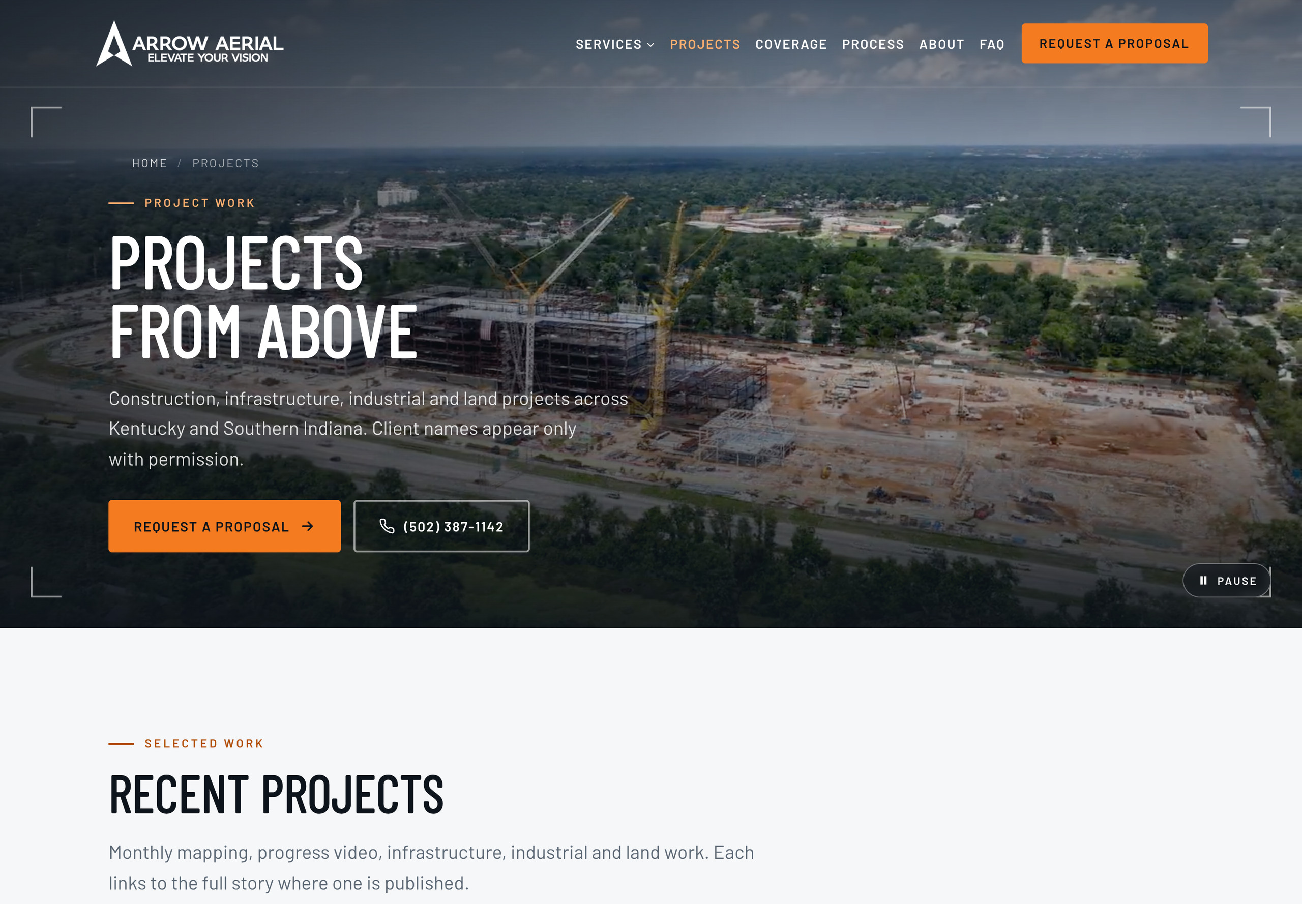 Arrow Aerial Projects from Above page