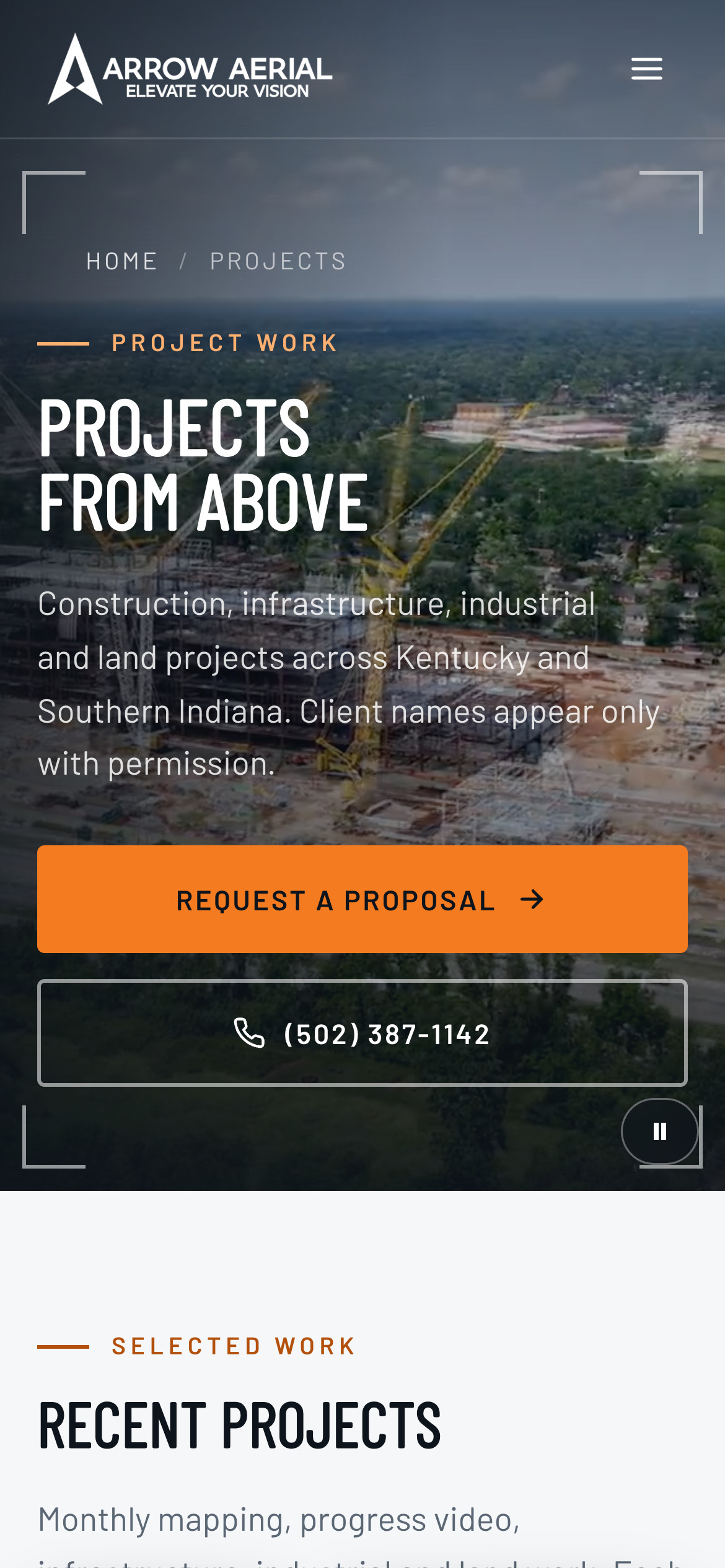 Arrow Aerial Projects from Above on a phone
