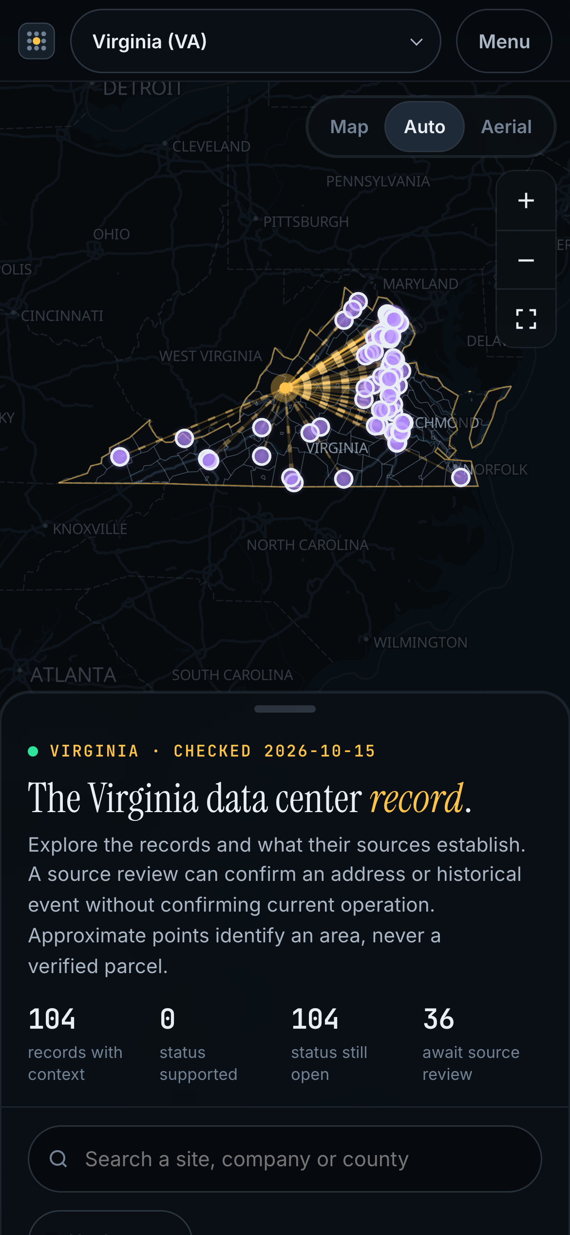 Data Centers Atlas Virginia edition on a phone