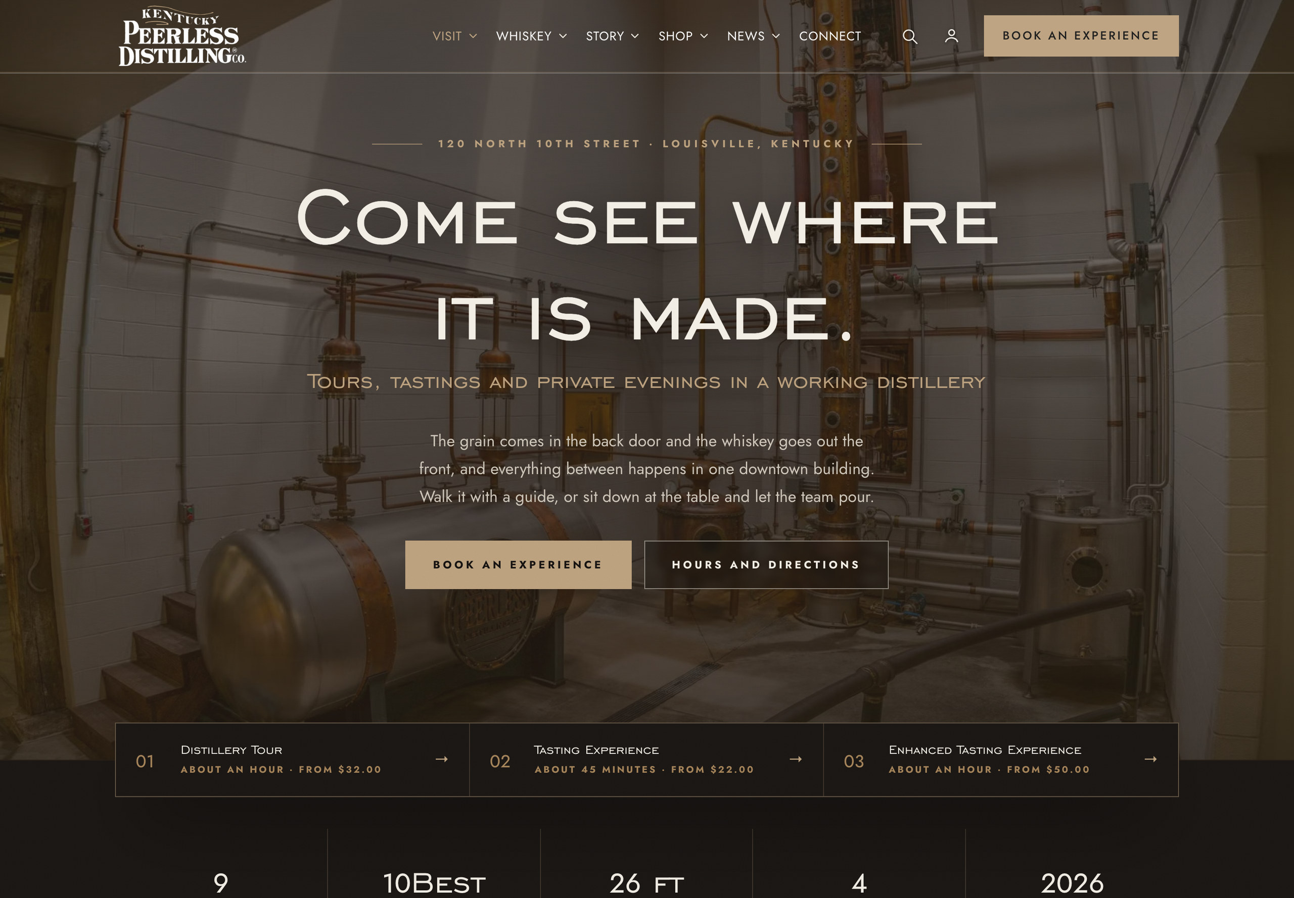 Kentucky Peerless tours and tastings page