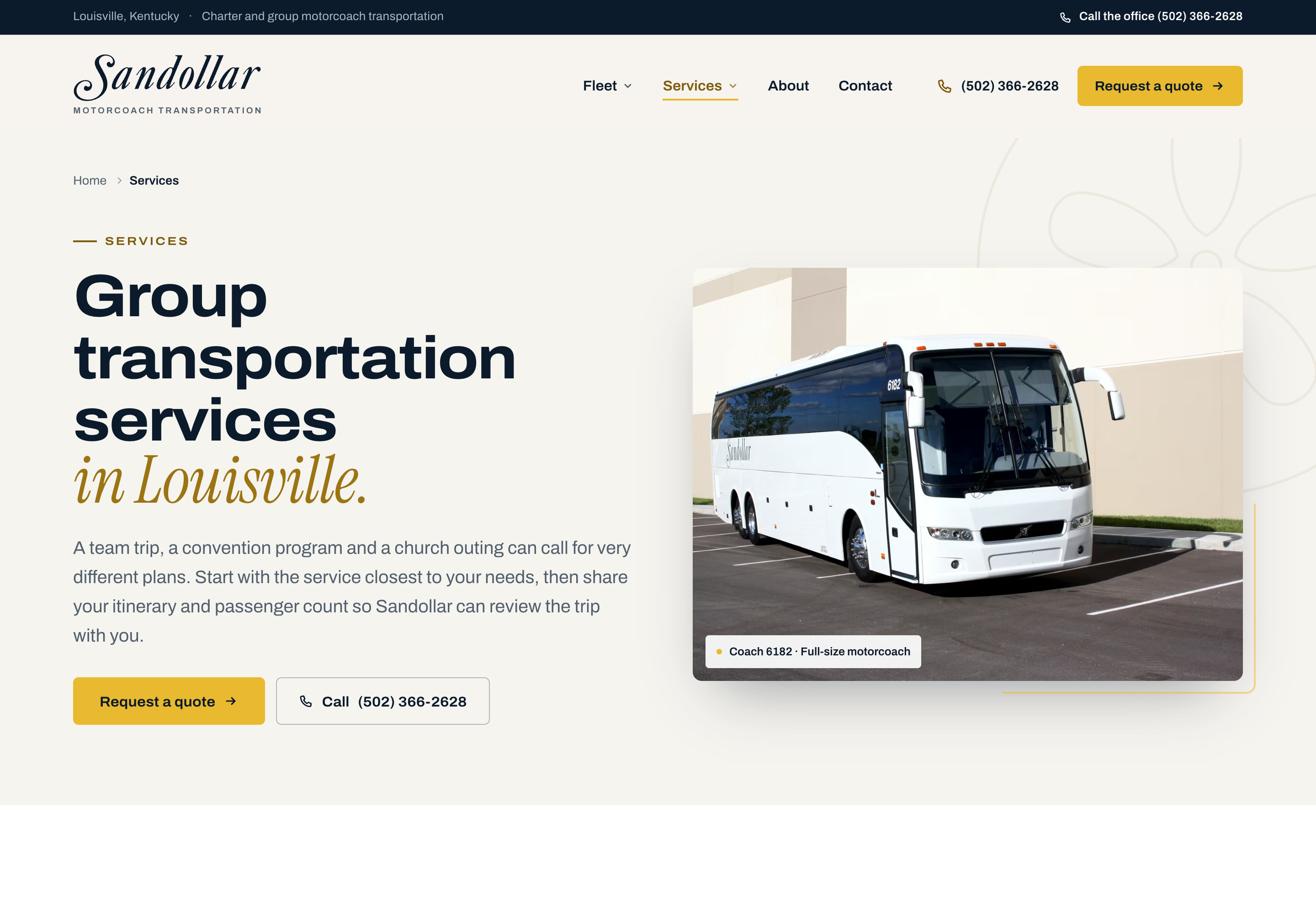 Sandollar service hub introducing group transportation in Louisville.