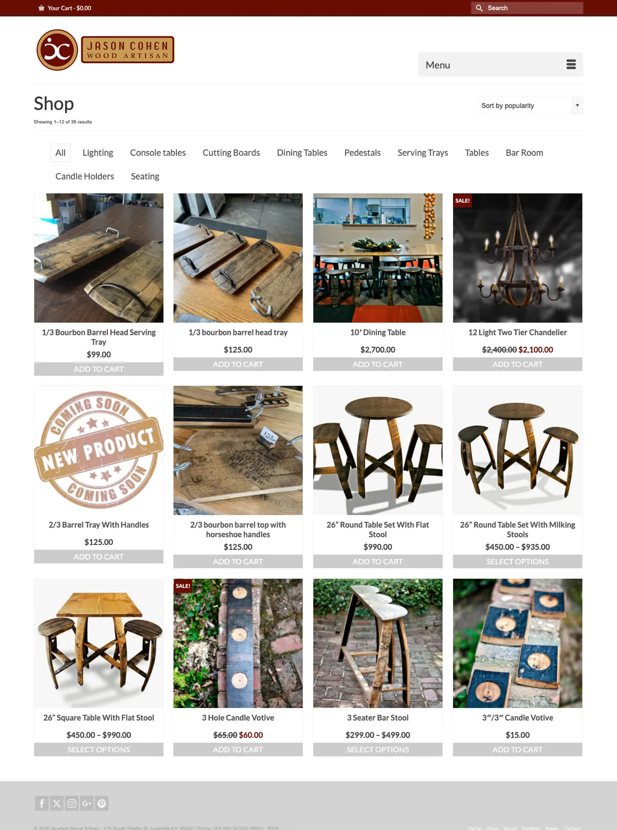 The Bourbon Barrel Artisan: shop website on a desk monitor
