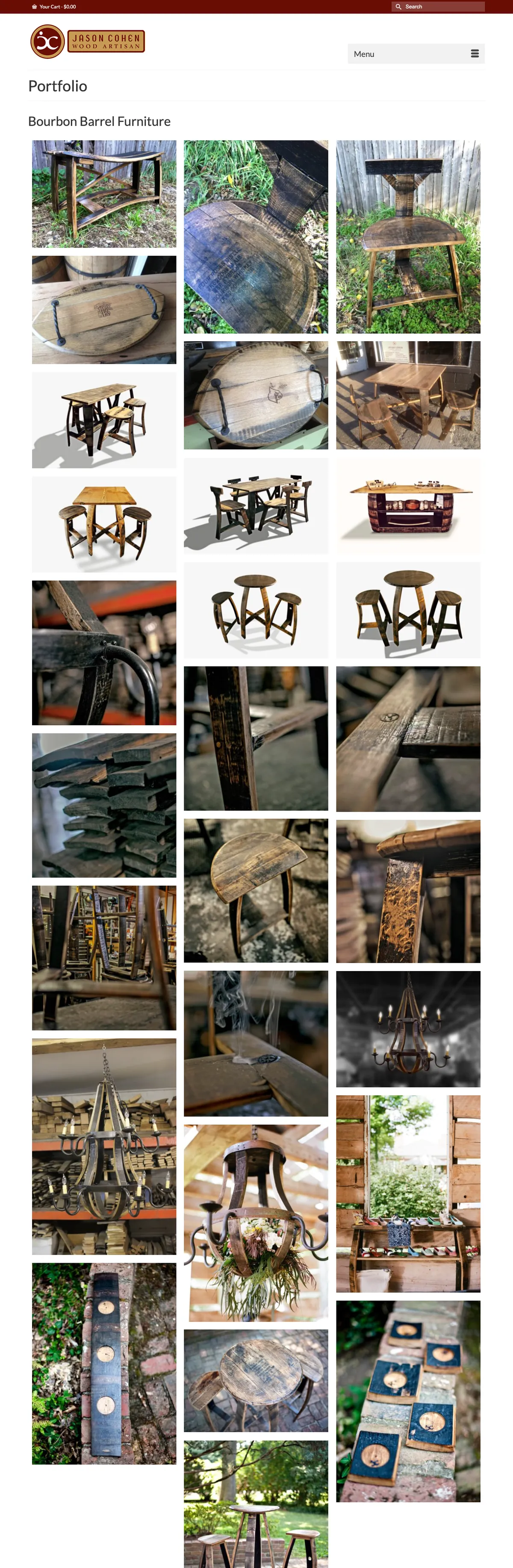 The Bourbon Barrel Artisan: portfolio website on a desk monitor