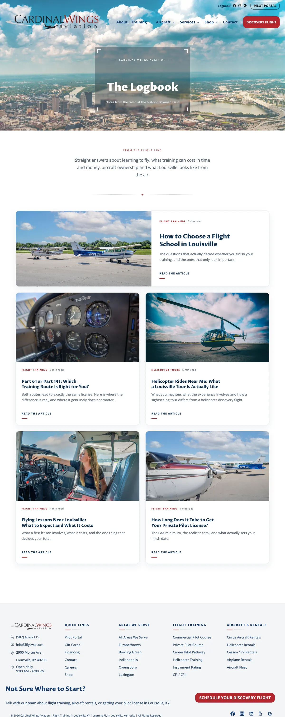 The Cardinal Wings Aviation: logbook website on a desk monitor