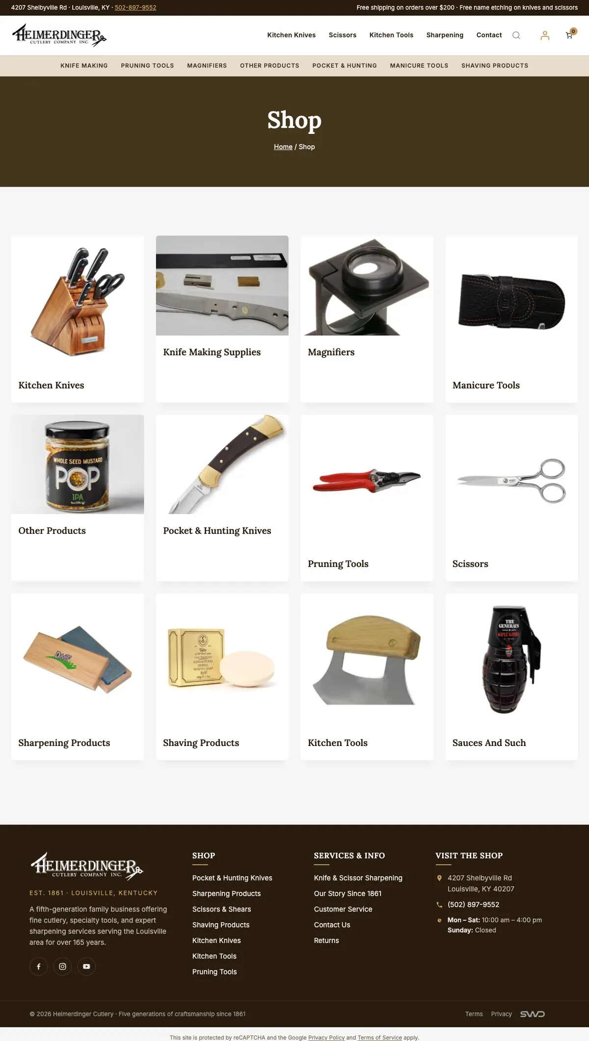The Heimerdinger Cutlery: shop website on a desk monitor