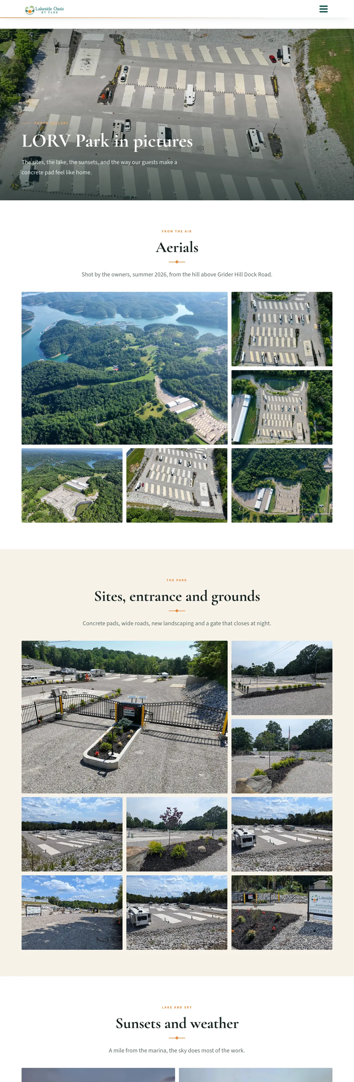 The Lakeside Oasis RV Park: photos website on a desk monitor