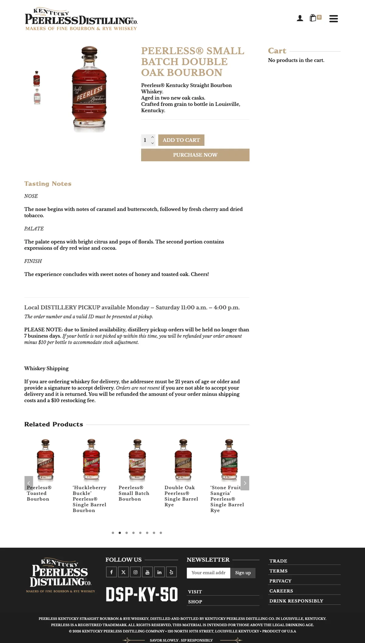 The Shop Peerless: product page website on a desk monitor